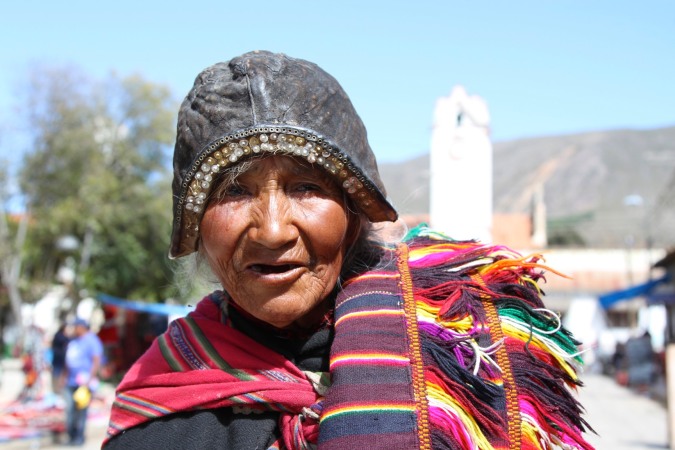 Typical Tarabucenos dress. Tarabuco, Bolivia