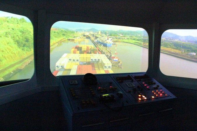 Simulator at Miraflores Locks museum, Panama Canal, Panama