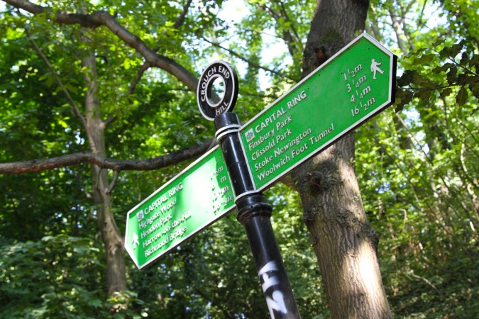 Sign between Finsbury Park and Highgate, London, England