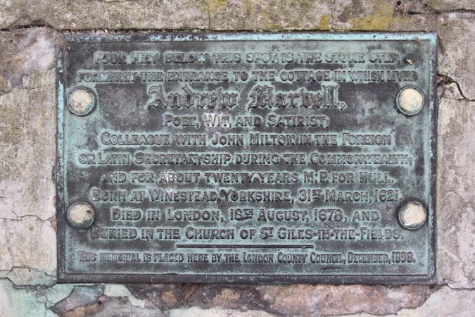 Plaque to Andrew Marvell, Highgate, London, England