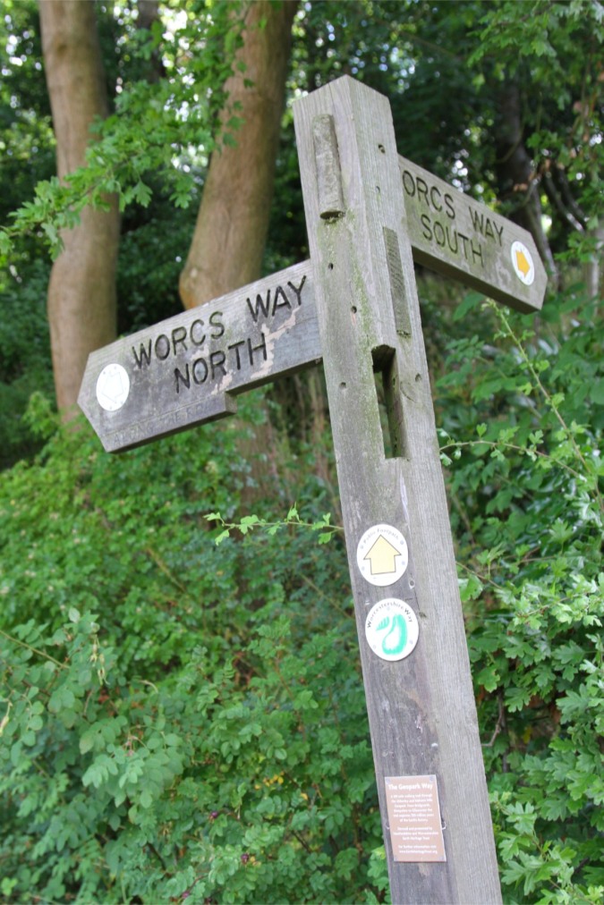 Worcestershire Way signpost, Worcester, England