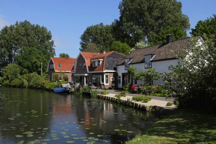 Canals and Dutch houses, Weesp, Netherlands